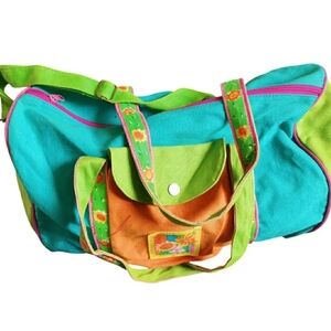 Vintage 1992 Confetti Canvas Duffel Bag Colorful Boho